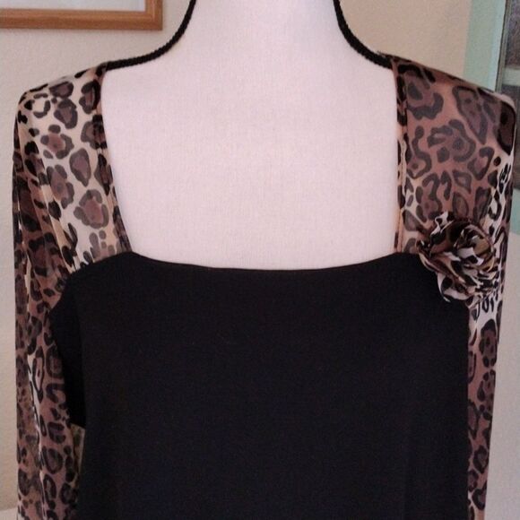 Animal Print and Black Top - Picture 2 of 9
